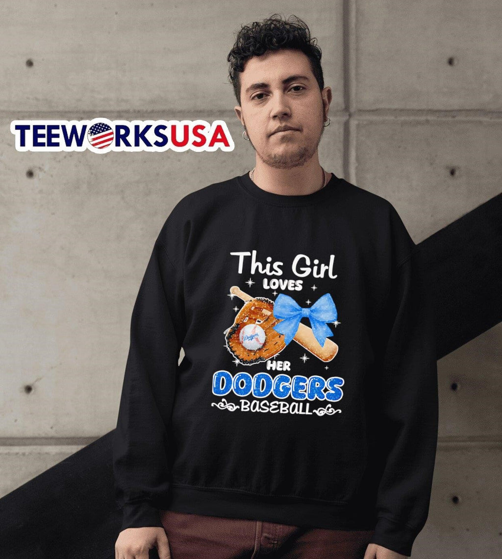 This girl loves her Dodgers baseball - Adult & Kids T-Shirts, Sweatshirts & Hoodies apparel design preview 3