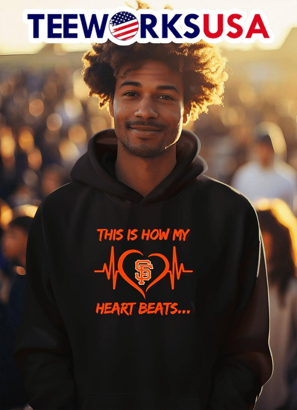 This is how my heart beats San Francisco Giants - Adult & Kids T-Shirts, Sweatshirts & Hoodies apparel design preview 2