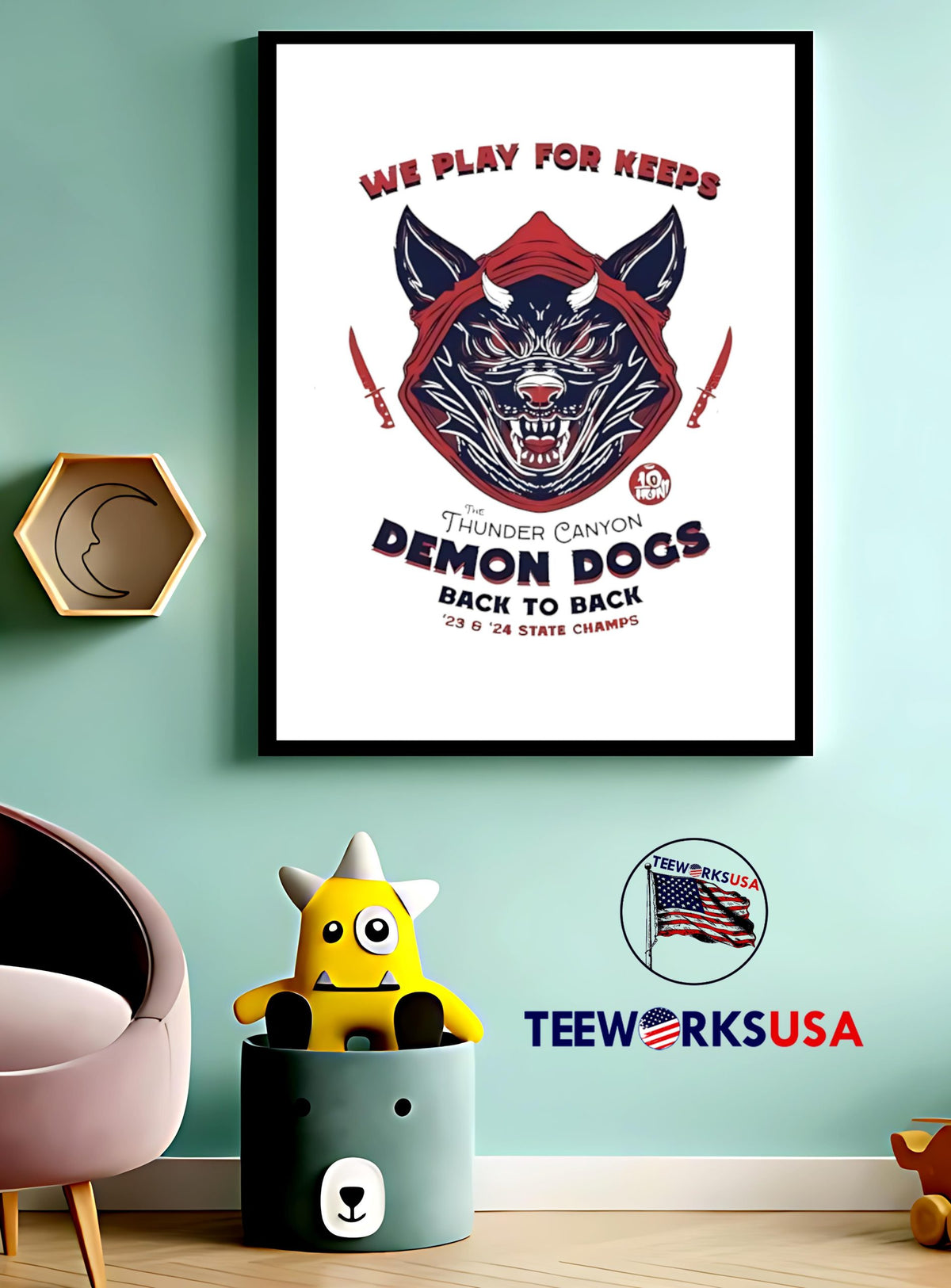 Thunder canyon demon dogs dominate as 2023 and 2024 - Adult & Kids T-Shirts, Sweatshirts & Hoodies apparel design preview 3