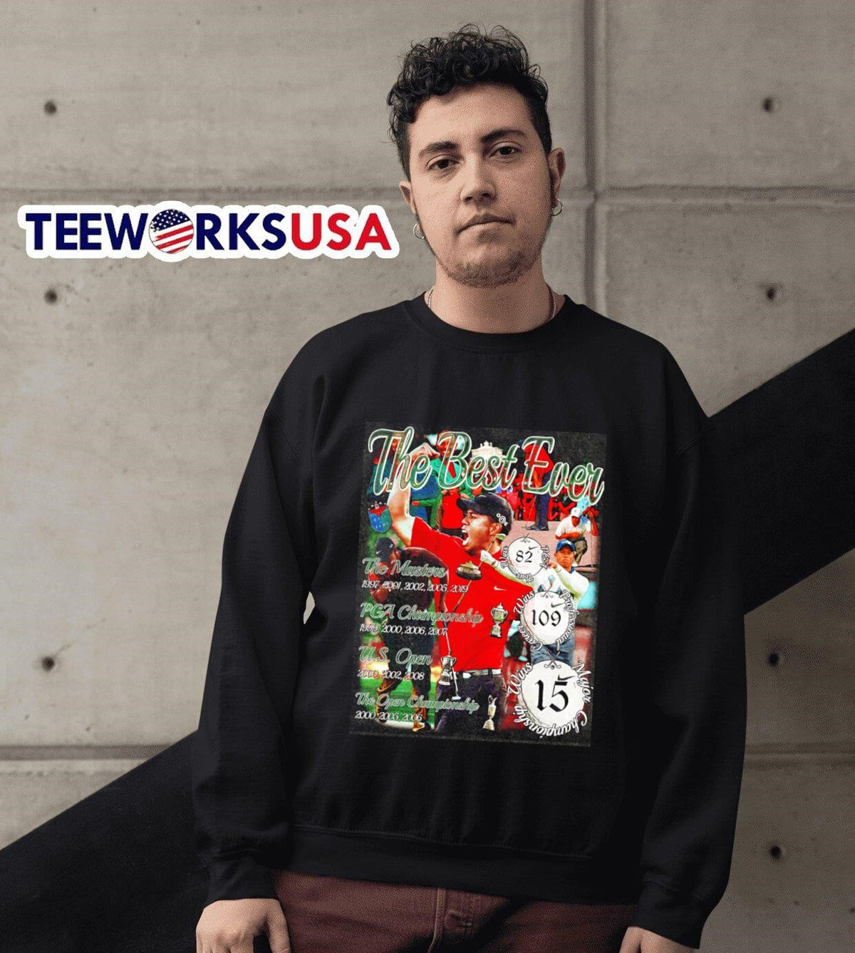 Tiger Woods the best ever Master PGA Championship US - Adult & Kids T-Shirts, Sweatshirts & Hoodies apparel design preview 3