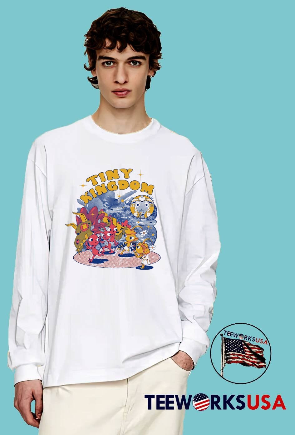 Tiny Kingdom Featuring Red Pikmin Fighting a Boss - Adult & Kids T-Shirts, Sweatshirts & Hoodies apparel design preview 3
