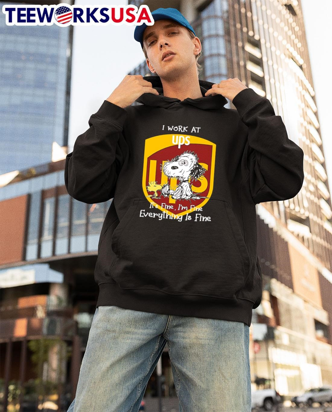 Tired Snoopy ups I work at it's fime I'm fine - Adult & Kids T-Shirts, Sweatshirts & Hoodies apparel design preview 3