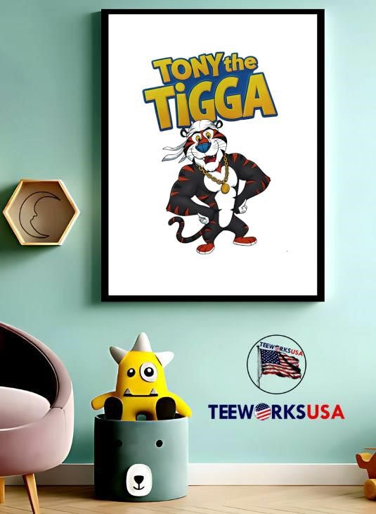 Tony The Tigga Tiger with Headscarf and Gold Chain - Adult & Kids T-Shirts, Sweatshirts & Hoodies apparel design preview 3