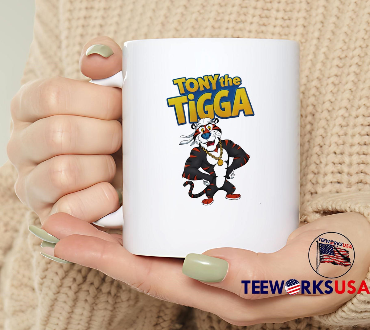 Tony The Tigga Tiger with Headscarf and Gold Chain - Adult & Kids T-Shirts, Sweatshirts & Hoodies apparel design preview 6