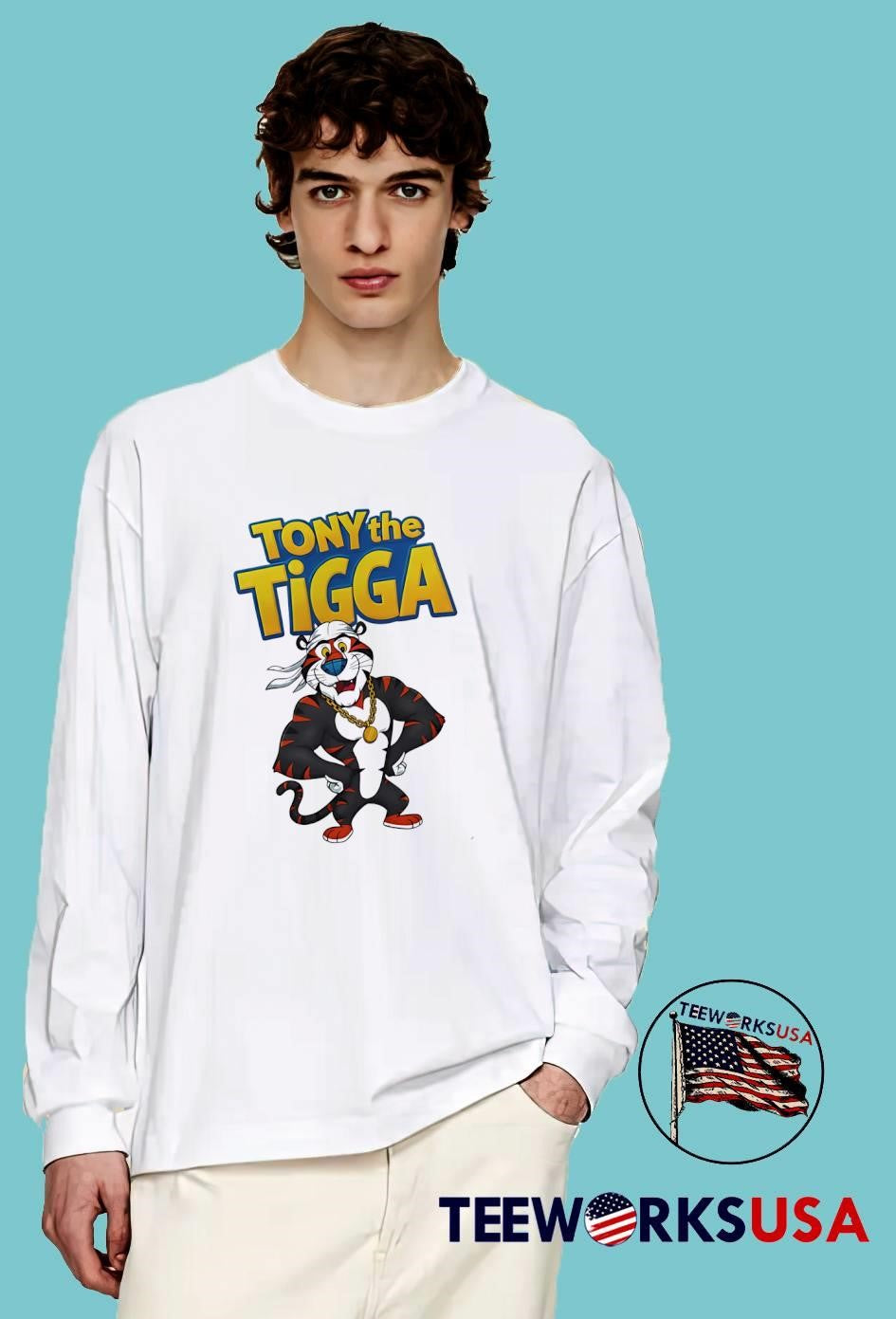Tony The Tigga Tiger with Headscarf and Gold Chain - Adult & Kids T-Shirts, Sweatshirts & Hoodies apparel design preview 4