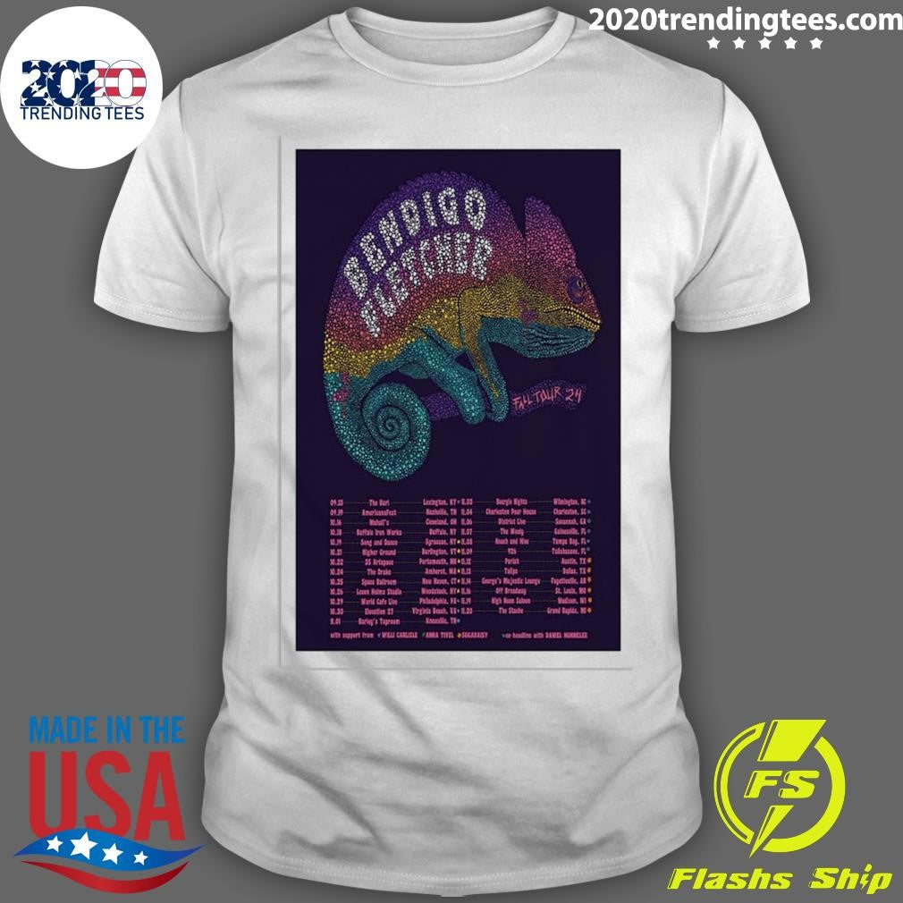Top Bendigo Fletcher Fall 2024 Tour Poster - Adult & Kids T-Shirts, Sweatshirts & Hoodies apparel design preview 1