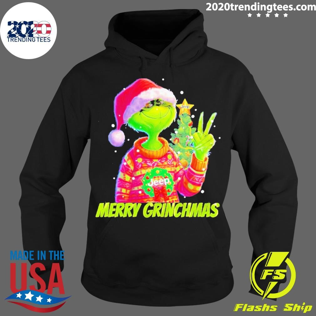 Top Grinch Hat Santa Pine Tree Jeep Merry Christmas - Adult & Kids T-Shirts, Sweatshirts & Hoodies apparel design preview 2