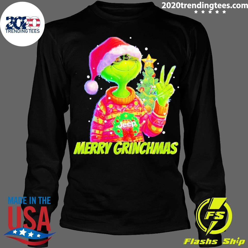 Top Grinch Hat Santa Pine Tree Jeep Merry Christmas - Adult & Kids T-Shirts, Sweatshirts & Hoodies apparel design preview 4
