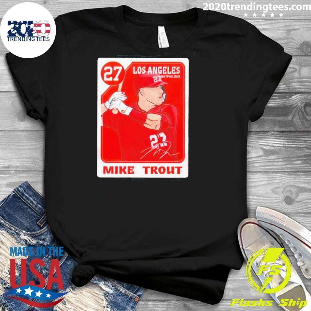 Top Mike Trout 27 Los Angeles Angels Baseball Card - Adult & Kids T-Shirts, Sweatshirts & Hoodies apparel design preview 3