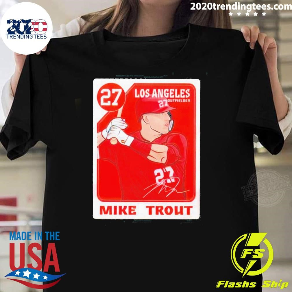 Top Mike Trout 27 Los Angeles Angels Baseball Card - Adult & Kids T-Shirts, Sweatshirts & Hoodies apparel design preview 1