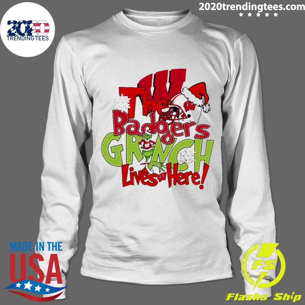 Top The Badgers Grinch Lives Here Christmas - Adult & Kids T-Shirts, Sweatshirts & Hoodies apparel design preview 4