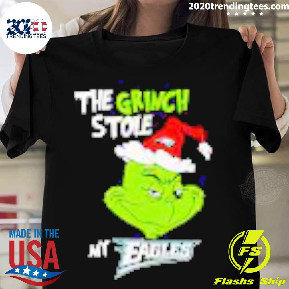 Top The Grinch Stole My Eagles Christmas - Adult & Kids T-Shirts, Sweatshirts & Hoodies apparel design preview 1
