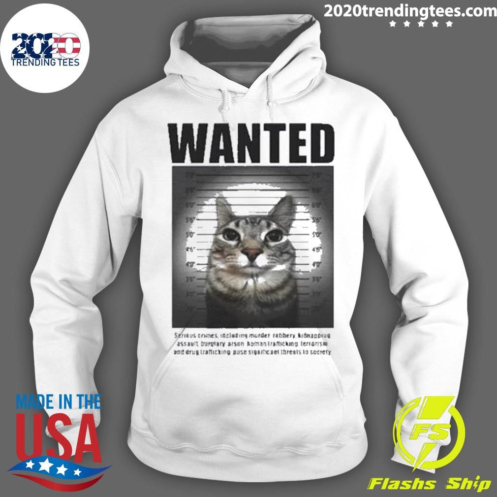 Top Wanted Cat Mugshot - Adult & Kids T-Shirts, Sweatshirts & Hoodies apparel design preview 2