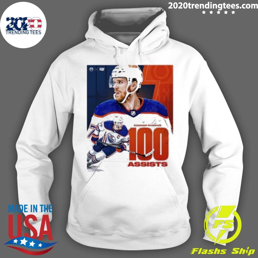 Top congrats Connor McDavid Becomes The Fourth Player - Adult & Kids T-Shirts, Sweatshirts & Hoodies apparel design preview 2