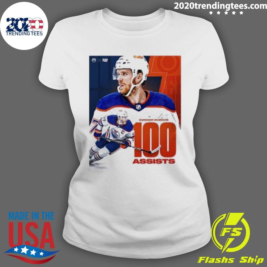 Top congrats Connor McDavid Becomes The Fourth Player - Adult & Kids T-Shirts, Sweatshirts & Hoodies apparel design preview 3
