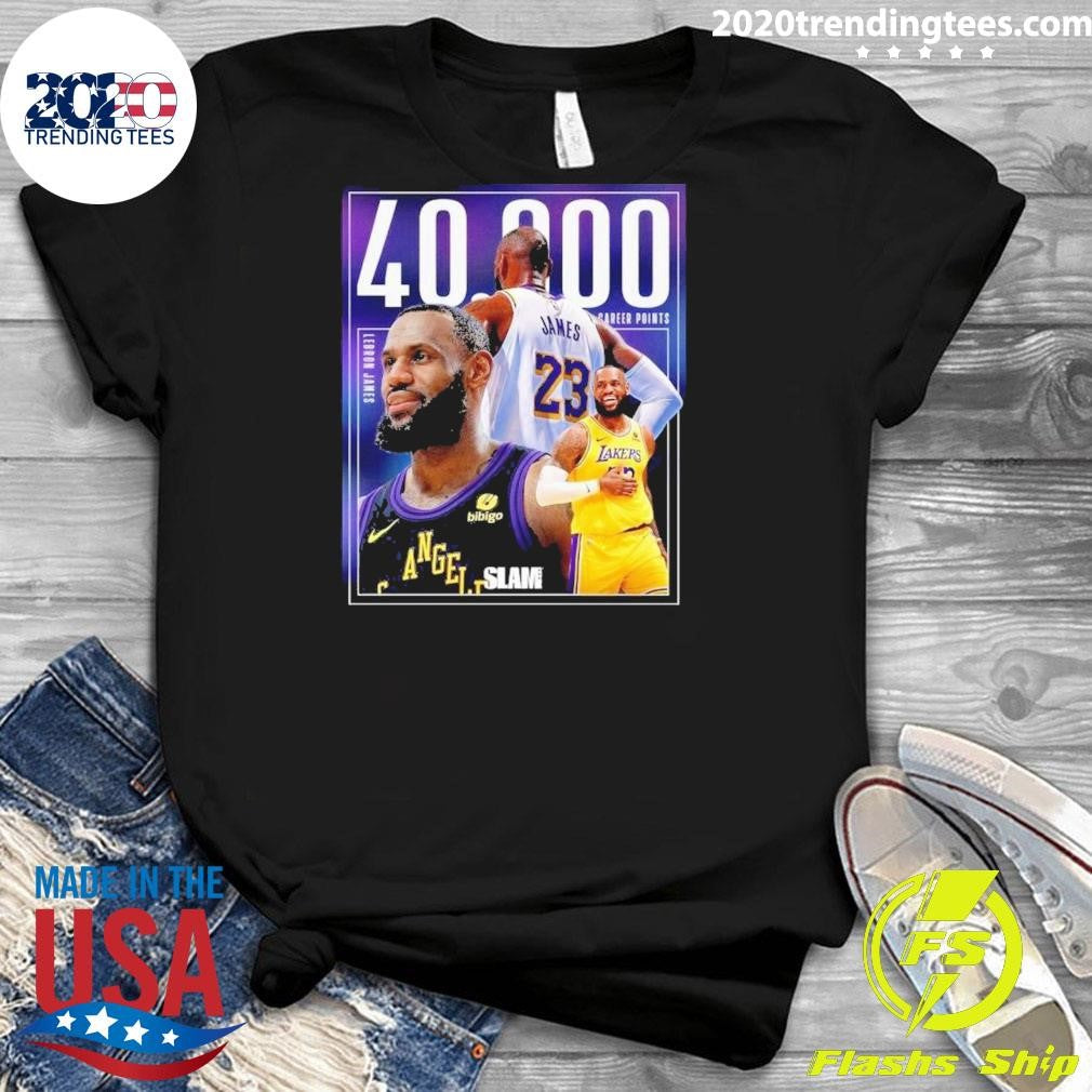 Top slam Lebron James First Ever To 40k Career Points - Adult & Kids T-Shirts, Sweatshirts & Hoodies apparel design preview 3