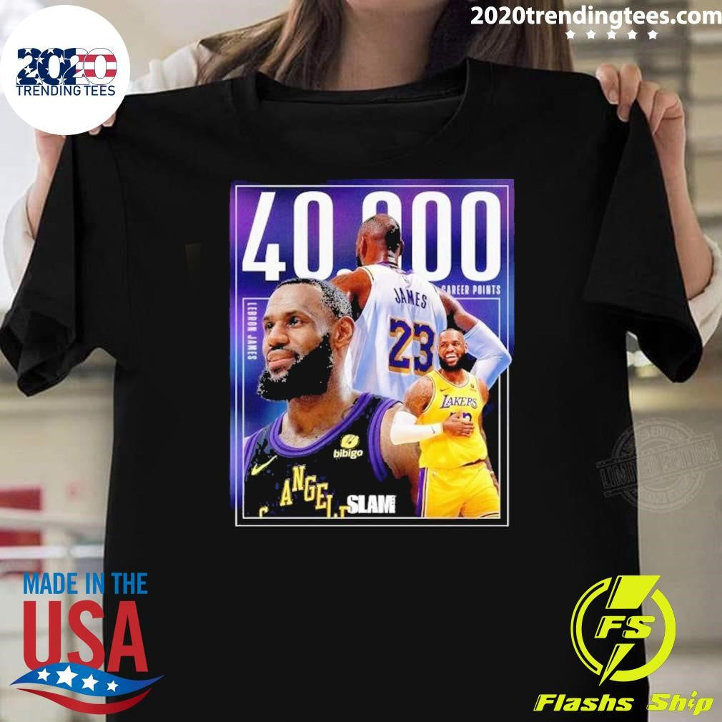 Top slam Lebron James First Ever To 40k Career Points - Adult & Kids T-Shirts, Sweatshirts & Hoodies apparel design preview 1