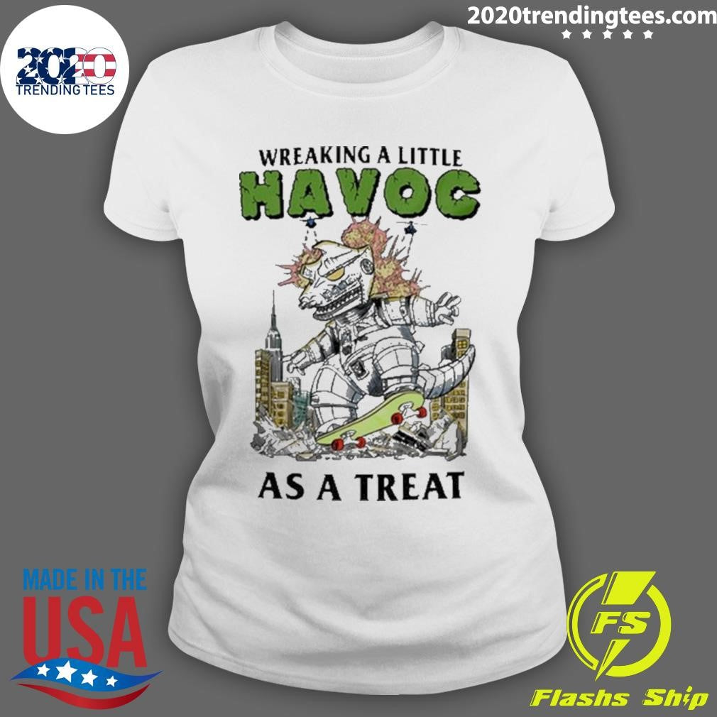 Top wreaking A Little Havoc As Treat - Adult & Kids T-Shirts, Sweatshirts & Hoodies apparel design preview 3