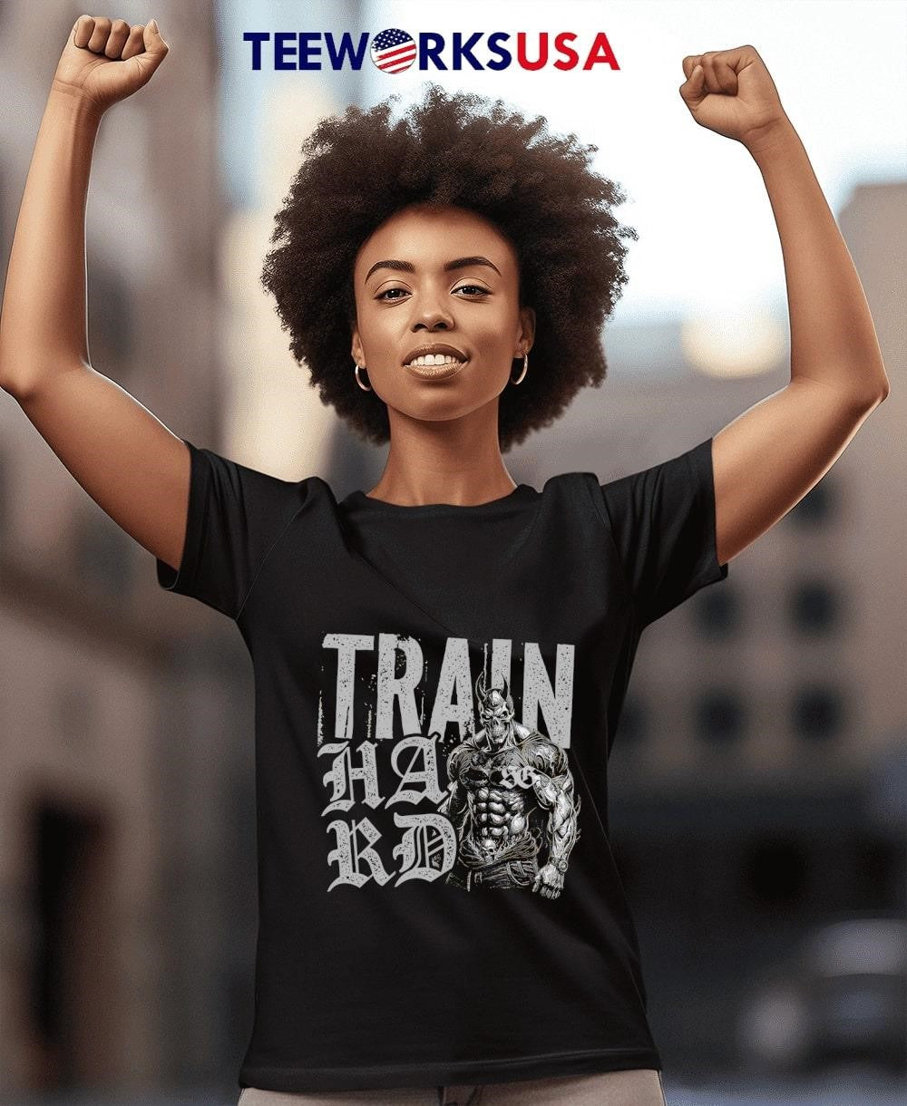 Train Hard devil retro - Adult & Kids T-Shirts, Sweatshirts & Hoodies apparel design preview 4