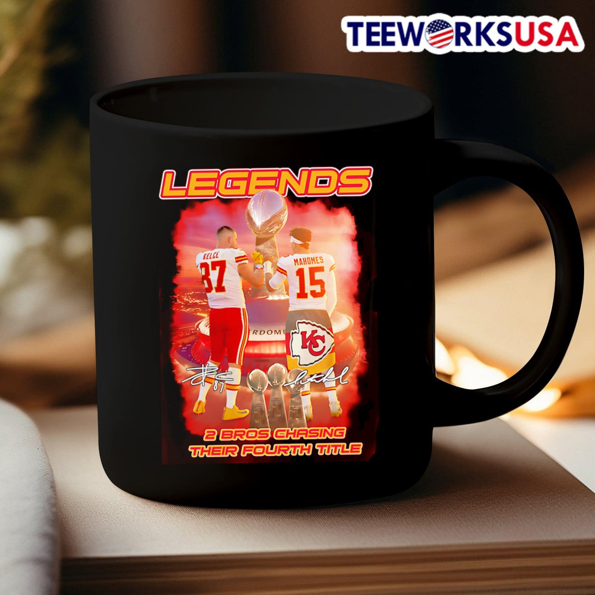Travis Kelce and Patrick Mahomes Legends 2 bros - Adult & Kids T-Shirts, Sweatshirts & Hoodies apparel design preview 3