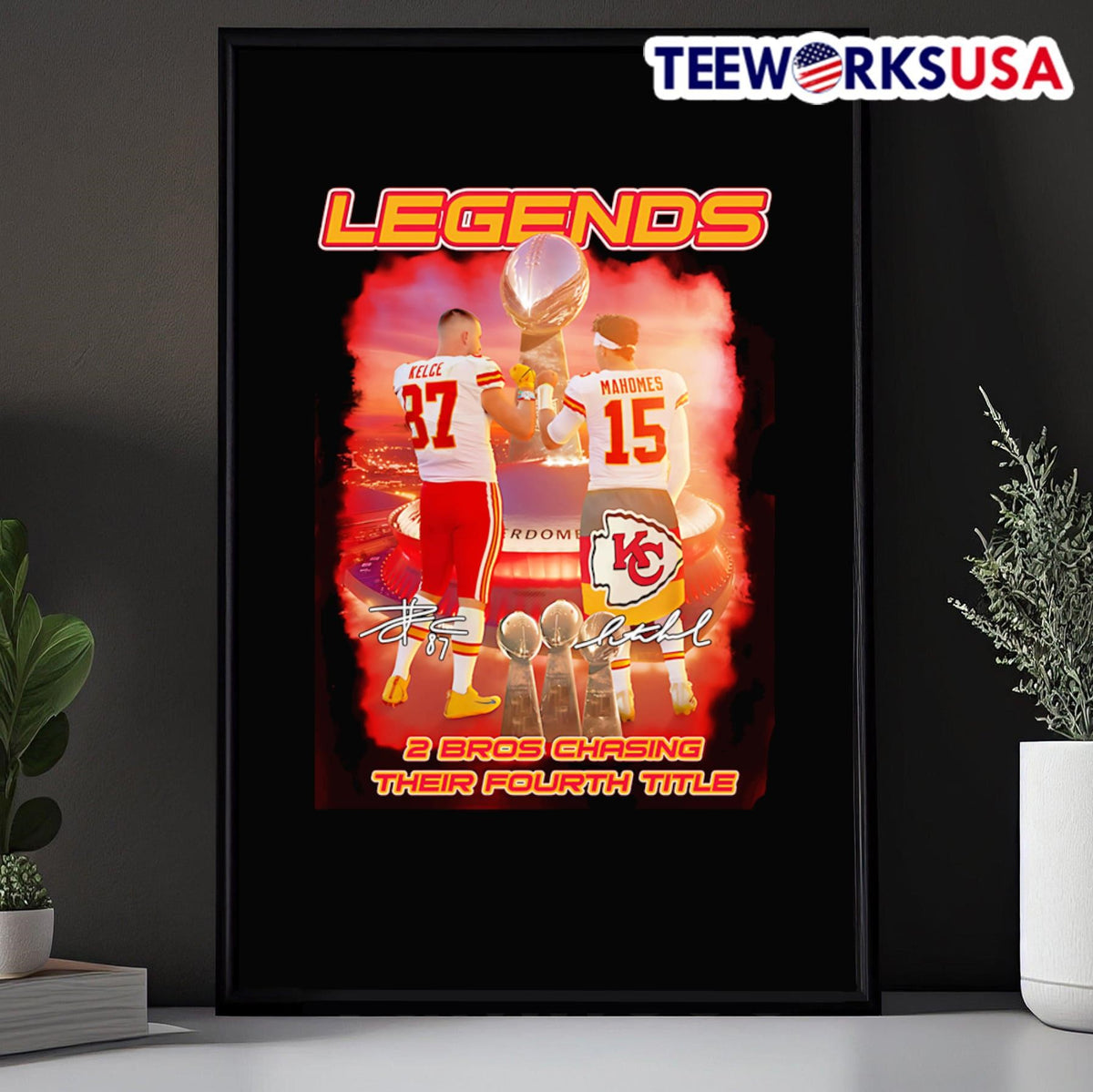 Travis Kelce and Patrick Mahomes Legends 2 bros - Adult & Kids T-Shirts, Sweatshirts & Hoodies apparel design preview 5