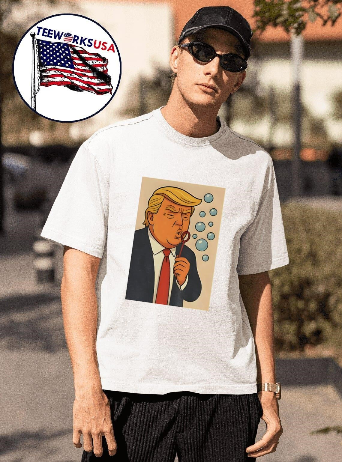 Trump Blowing Bubbles Bubba Bubble Wand - Adult & Kids T-Shirts, Sweatshirts & Hoodies apparel design preview 1