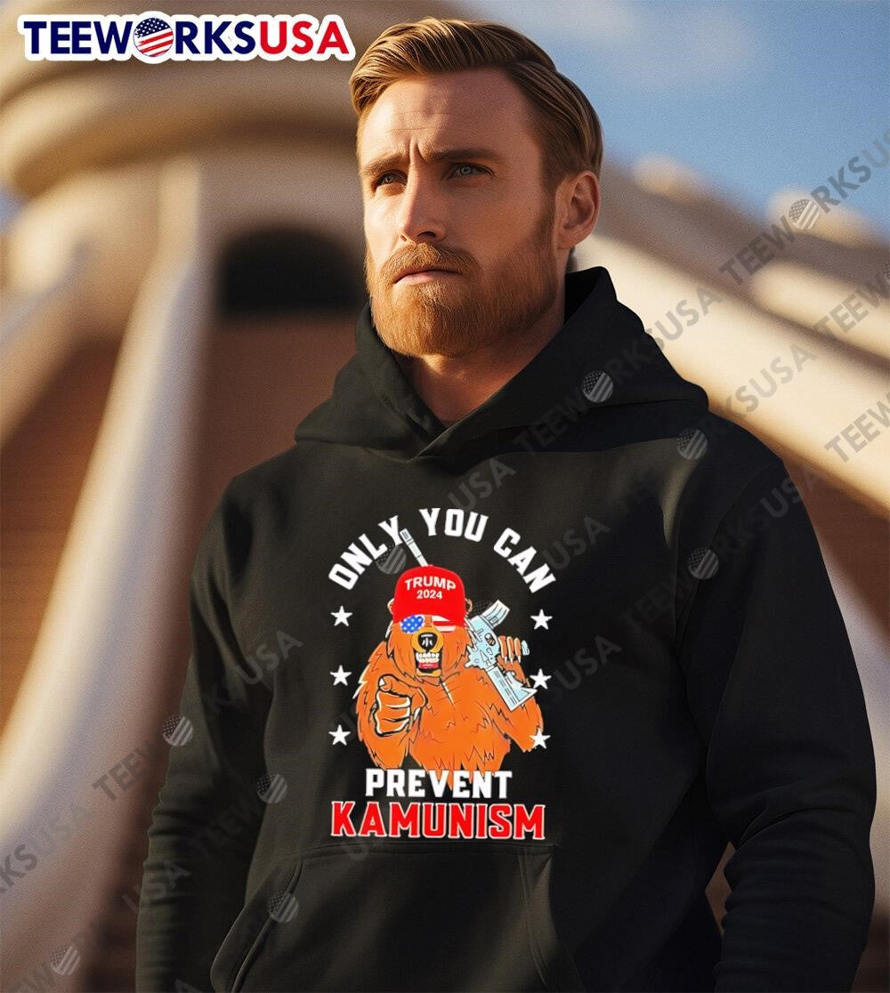 Trump bear maga 2024 only you can prevent kamunism - Adult & Kids T-Shirts, Sweatshirts & Hoodies apparel design preview 2