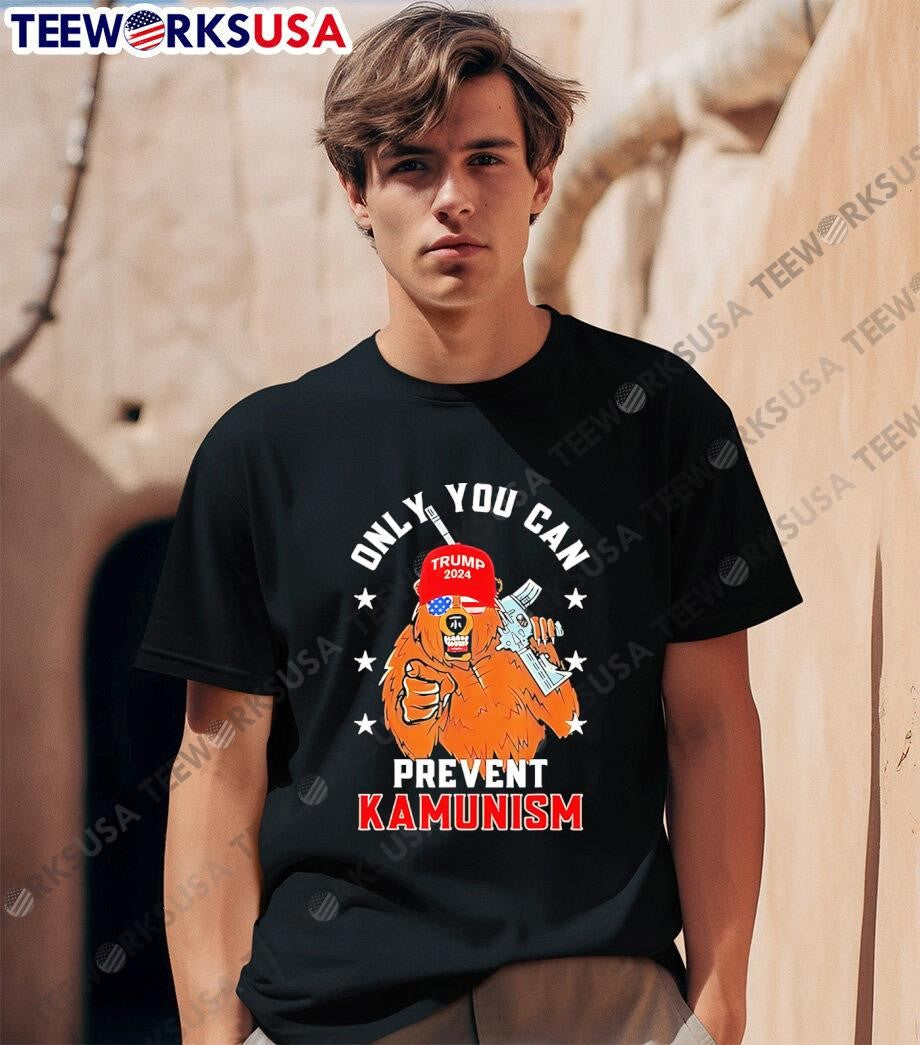 Trump bear maga 2024 only you can prevent kamunism - Adult & Kids T-Shirts, Sweatshirts & Hoodies apparel design preview 1