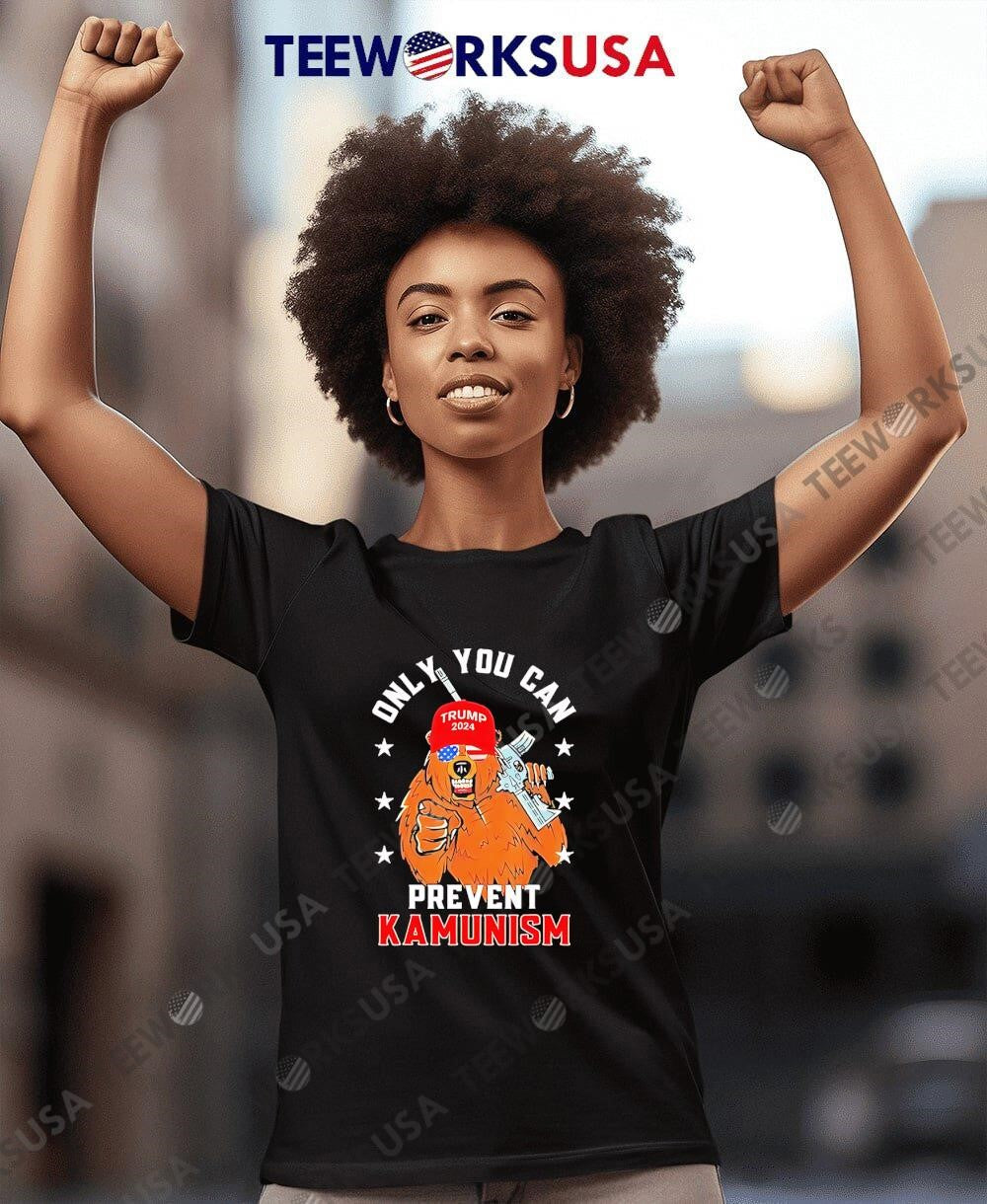 Trump bear maga 2024 only you can prevent kamunism - Adult & Kids T-Shirts, Sweatshirts & Hoodies apparel design preview 4