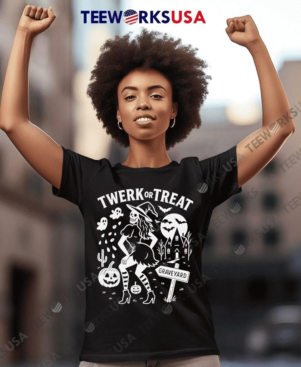 Twerk Or Treat Graveyard - Adult & Kids T-Shirts, Sweatshirts & Hoodies apparel design preview 8