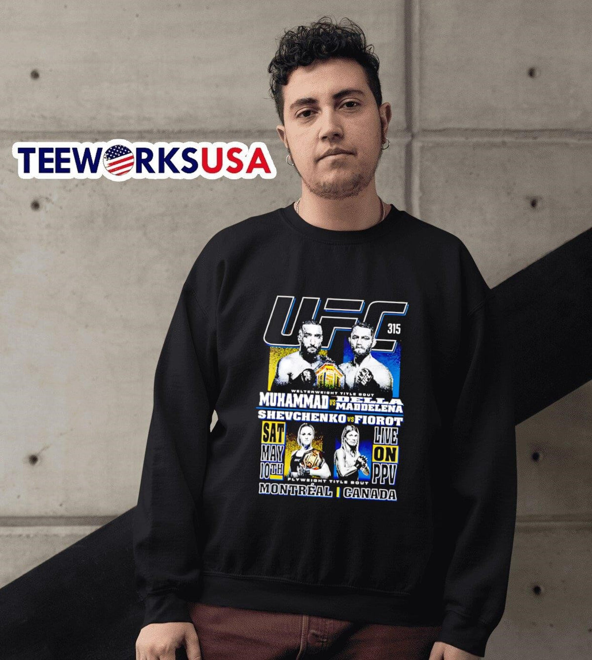 UFC 315 Muhammad vs Della Maddalena Main Event - Adult & Kids T-Shirts, Sweatshirts & Hoodies apparel design preview 6