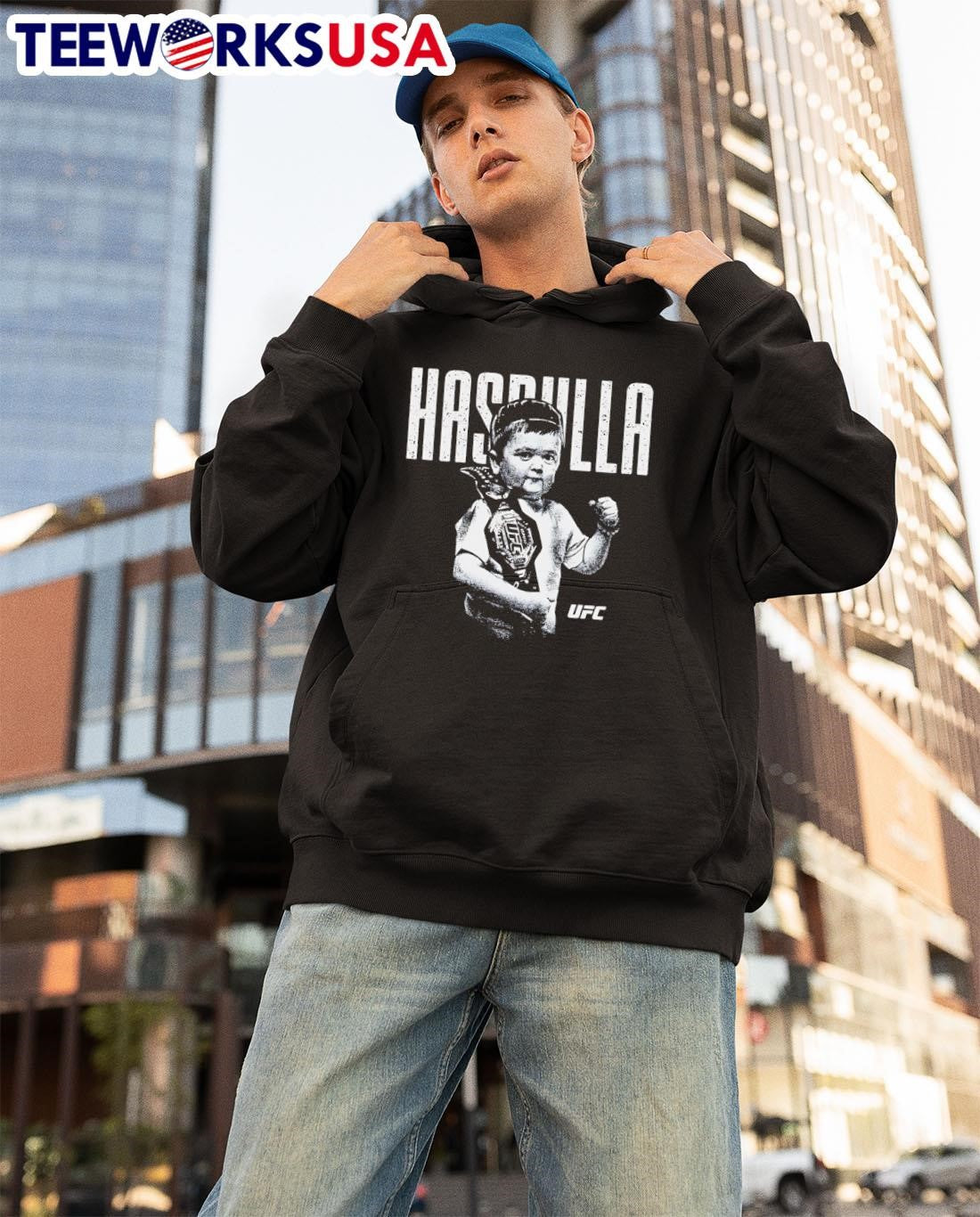 UFC Hasbulla Stamp retro - Adult & Kids T-Shirts, Sweatshirts & Hoodies apparel design preview 3
