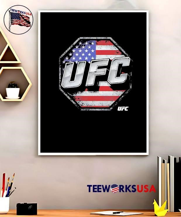 UFC octagon logo USA flag background - Adult & Kids T-Shirts, Sweatshirts & Hoodies apparel design preview 5