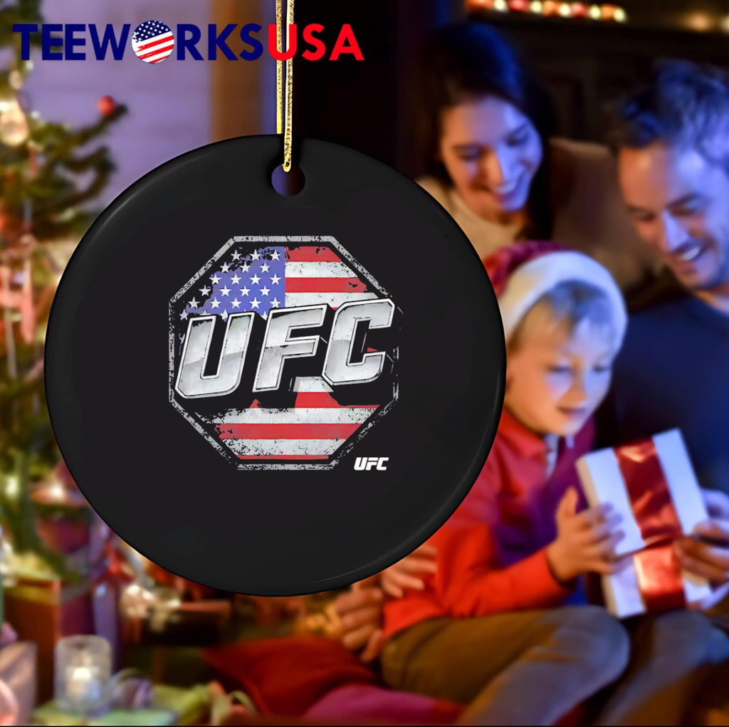 UFC octagon logo USA flag background - Adult & Kids T-Shirts, Sweatshirts & Hoodies apparel design preview 4