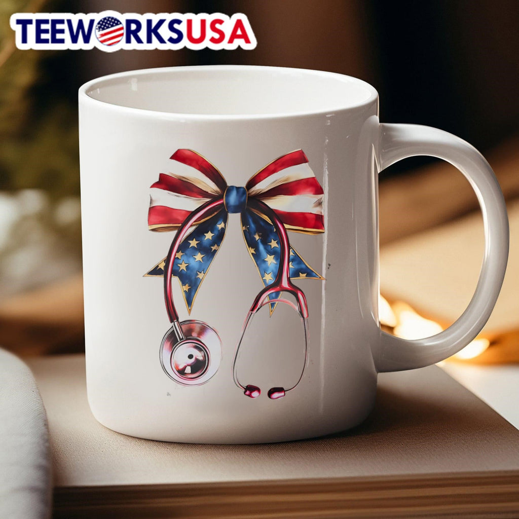 USA Flag Bow And Stethoscope - Adult & Kids T-Shirts, Sweatshirts & Hoodies apparel design preview 4