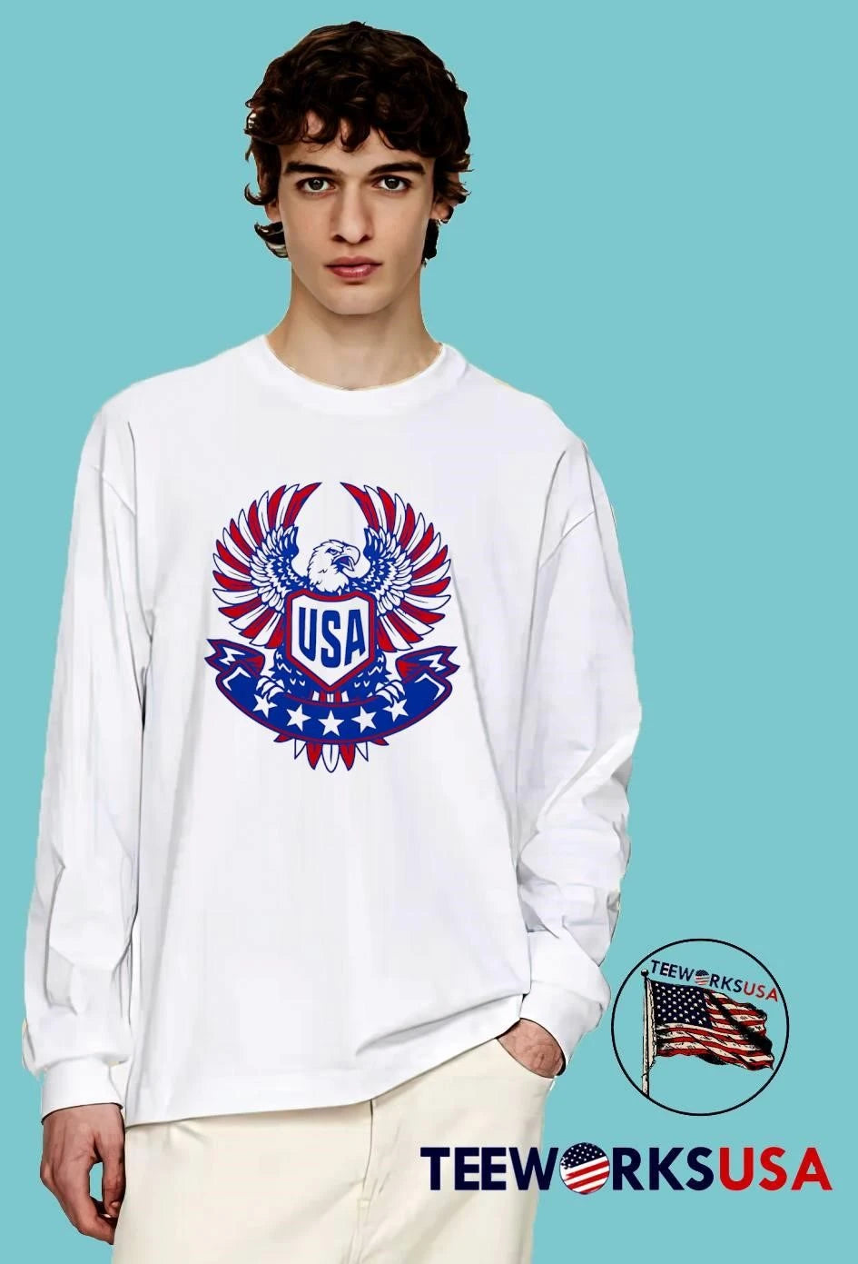 USA eagle badge emblem patriotic - Adult & Kids T-Shirts, Sweatshirts & Hoodies apparel design preview 3