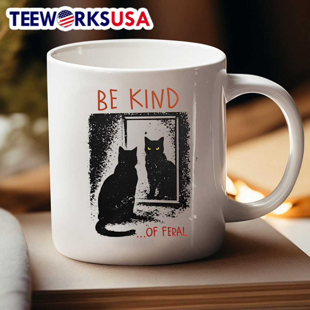 Be Kind Of Feral Black Cat Mirror - Adult & Kids T-Shirts, Sweatshirts & Hoodies apparel design preview 4