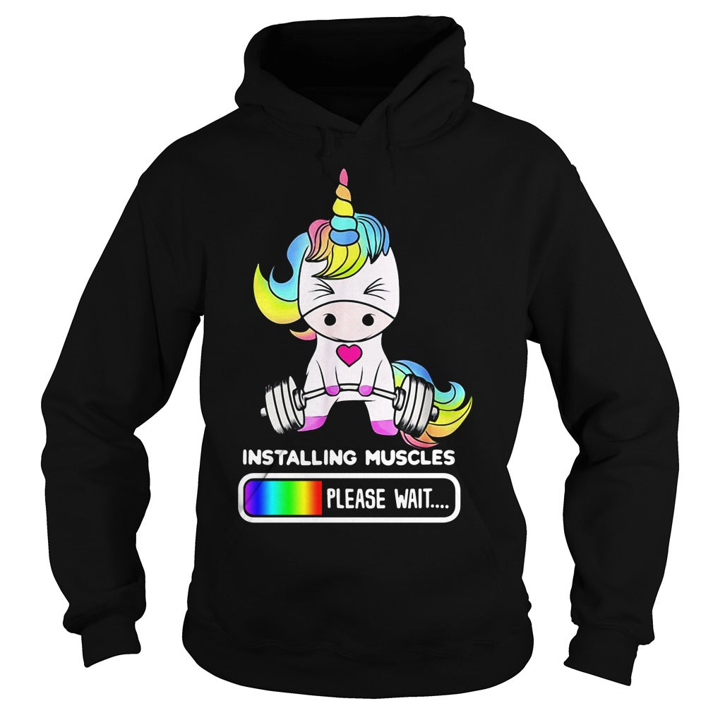 Unicorn Installing Muscles Please Wait - Adult & Kids T-Shirts, Sweatshirts & Hoodies apparel design preview 4