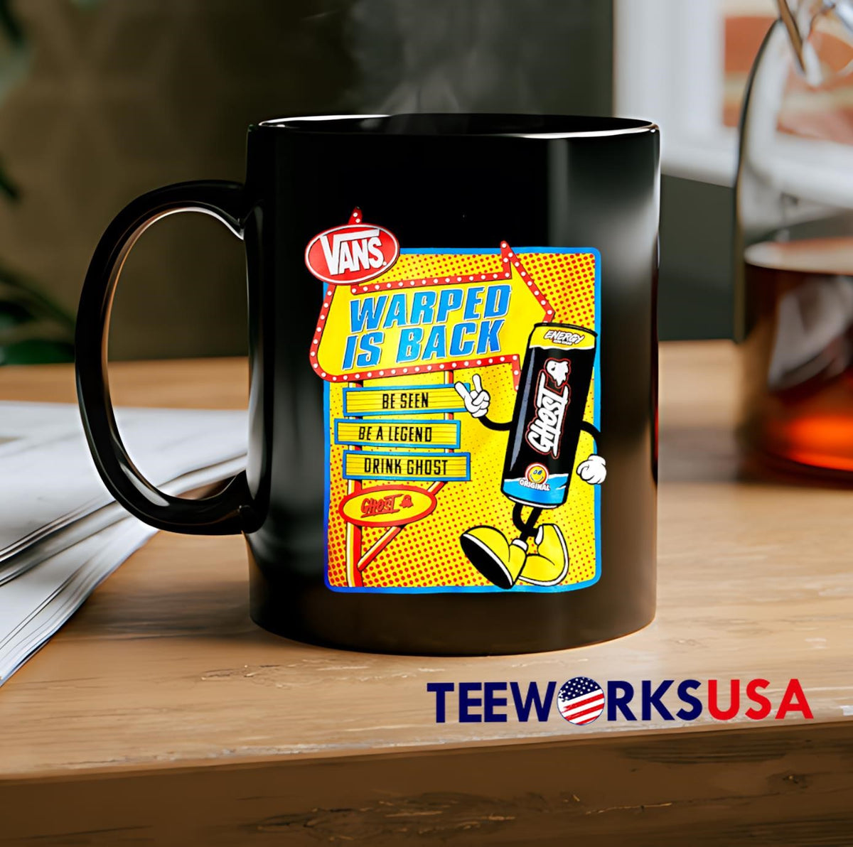 Vans Warped Is Back Be Seen A Legend Drink Ghost - Adult & Kids T-Shirts, Sweatshirts & Hoodies apparel design preview 2