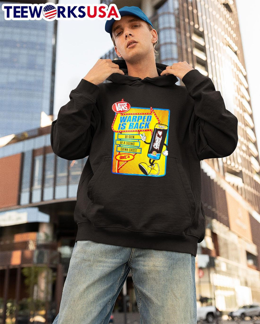 Vans Warped Is Back Be Seen A Legend Drink Ghost - Adult & Kids T-Shirts, Sweatshirts & Hoodies apparel design preview 3