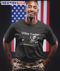 Vibe Coder skeleton wearing headphones using laptop - Adult & Kids T-Shirts, Sweatshirts & Hoodies apparel design preview 1