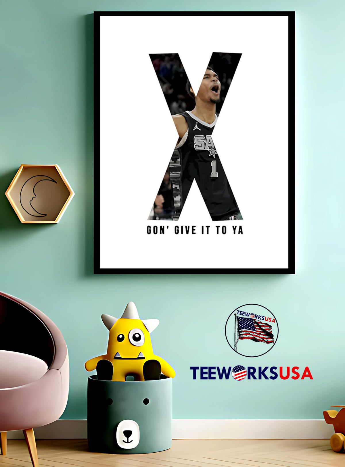 Victor Wembanyama X gon' give it to ya - Adult & Kids T-Shirts, Sweatshirts & Hoodies apparel design preview 3