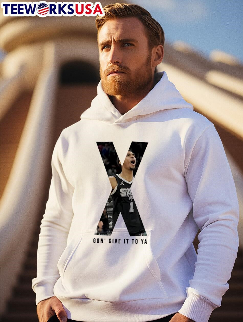 Victor Wembanyama X gon' give it to ya - Adult & Kids T-Shirts, Sweatshirts & Hoodies apparel design preview 2