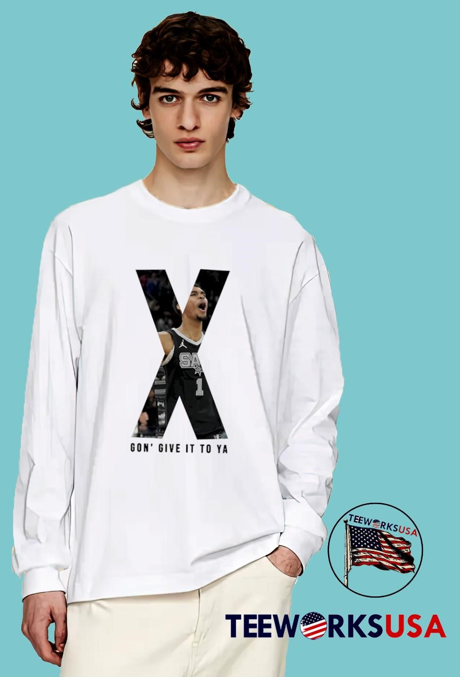 Victor Wembanyama X gon' give it to ya - Adult & Kids T-Shirts, Sweatshirts & Hoodies apparel design preview 4