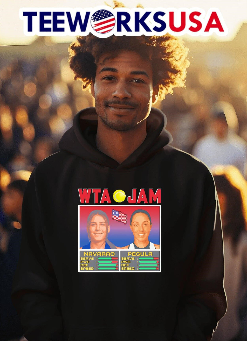 WTA Jam Navarro and Pegula - Adult & Kids T-Shirts, Sweatshirts & Hoodies apparel design preview 2