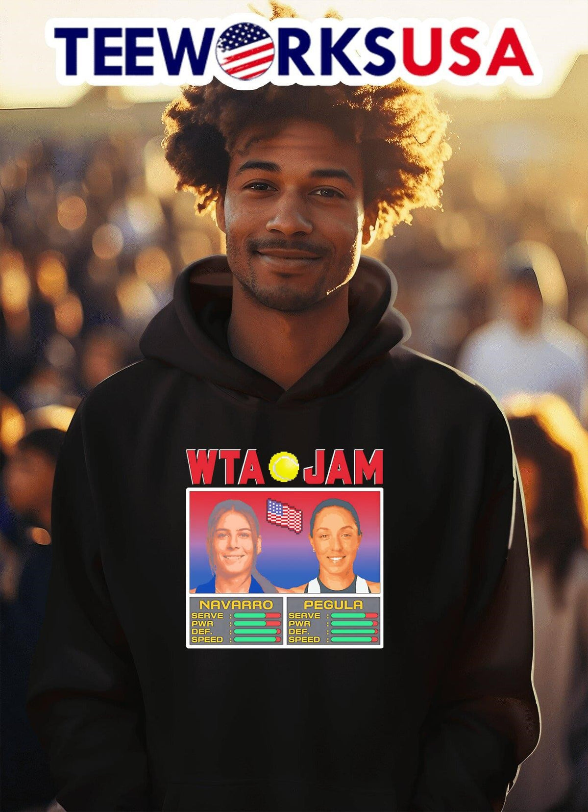 WTA Jam Navarro and Pegula - Adult & Kids T-Shirts, Sweatshirts & Hoodies apparel design preview 2