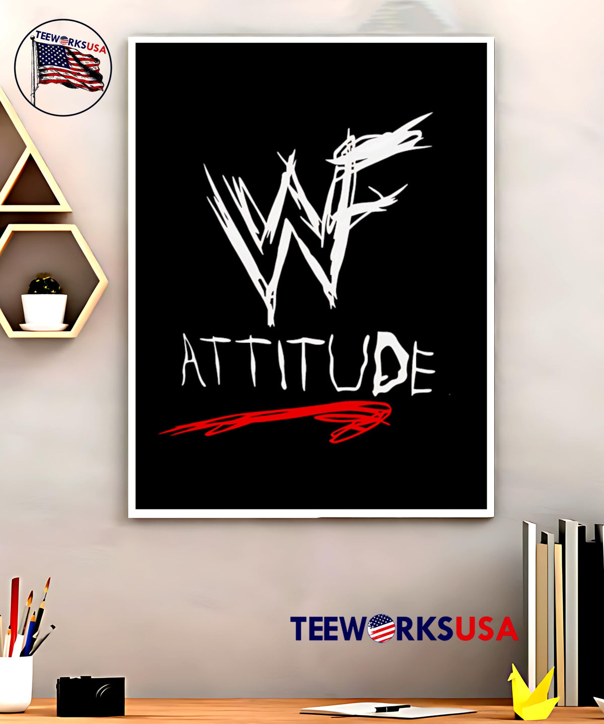 WWF Attitude Come Get Some - Adult & Kids T-Shirts, Sweatshirts & Hoodies apparel design preview 5