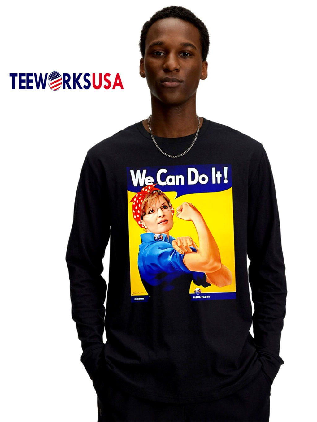 We Can Do It Sarah Palin Rosie - Adult & Kids T-Shirts, Sweatshirts & Hoodies apparel design preview 4