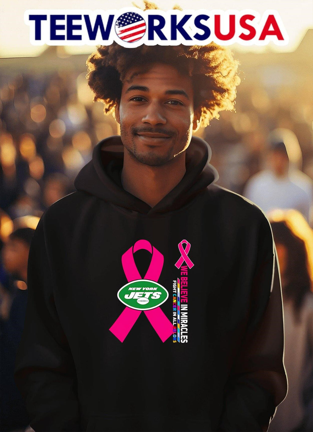 We believe in miracles fight cancer all colors New - Adult & Kids T-Shirts, Sweatshirts & Hoodies apparel design preview 2