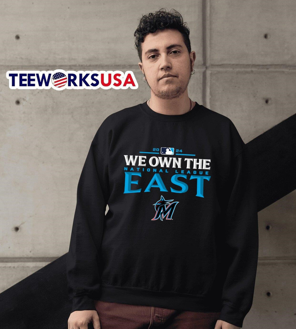 We own the National League East 2024 Miami Marlins - Adult & Kids T-Shirts, Sweatshirts & Hoodies apparel design preview 3
